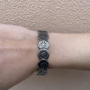 Viking Link Bracelet with Vegvisir & Valknut – Norse Runes Stainless Steel for Men