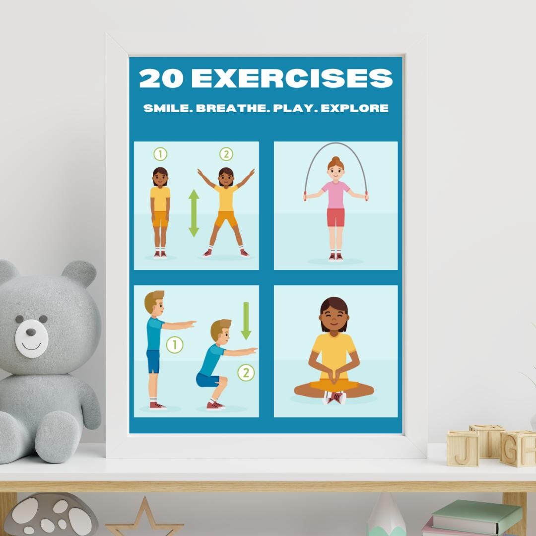 Fun Exercise Poster 20 Exercise Printable Posters / Cards 5 Different Files / FUN at Home ...
