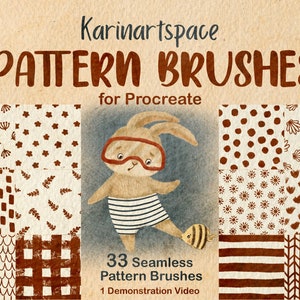 Karinartspace Seamless Pattern Brushes for Procreate Digital Art Brushes, Procreate Pattern Brush Set for Digital Illustration