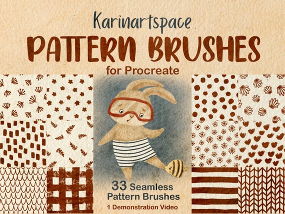 Karinartspace Procreate Pattern Brush Set: 33 Seamless Digital Art and Illustration Brushes (Digital Download)