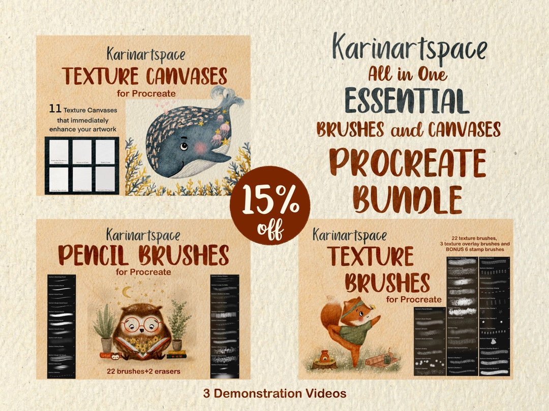 Karinartspace Procreate Brush and Canvas Bundle: Texture Brushes ...