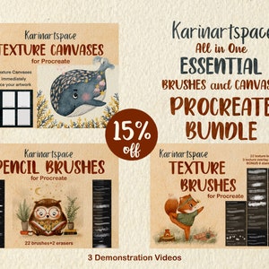 Karinartspace Pennelli e tele per Procreate Bundle Pennelli digitali per Procreate Texture Canvas