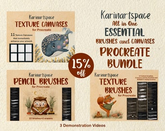 Karinartspace Brushes and Canvases for Procreate Bundle Digital Brushes for Procreate Texture Canvases