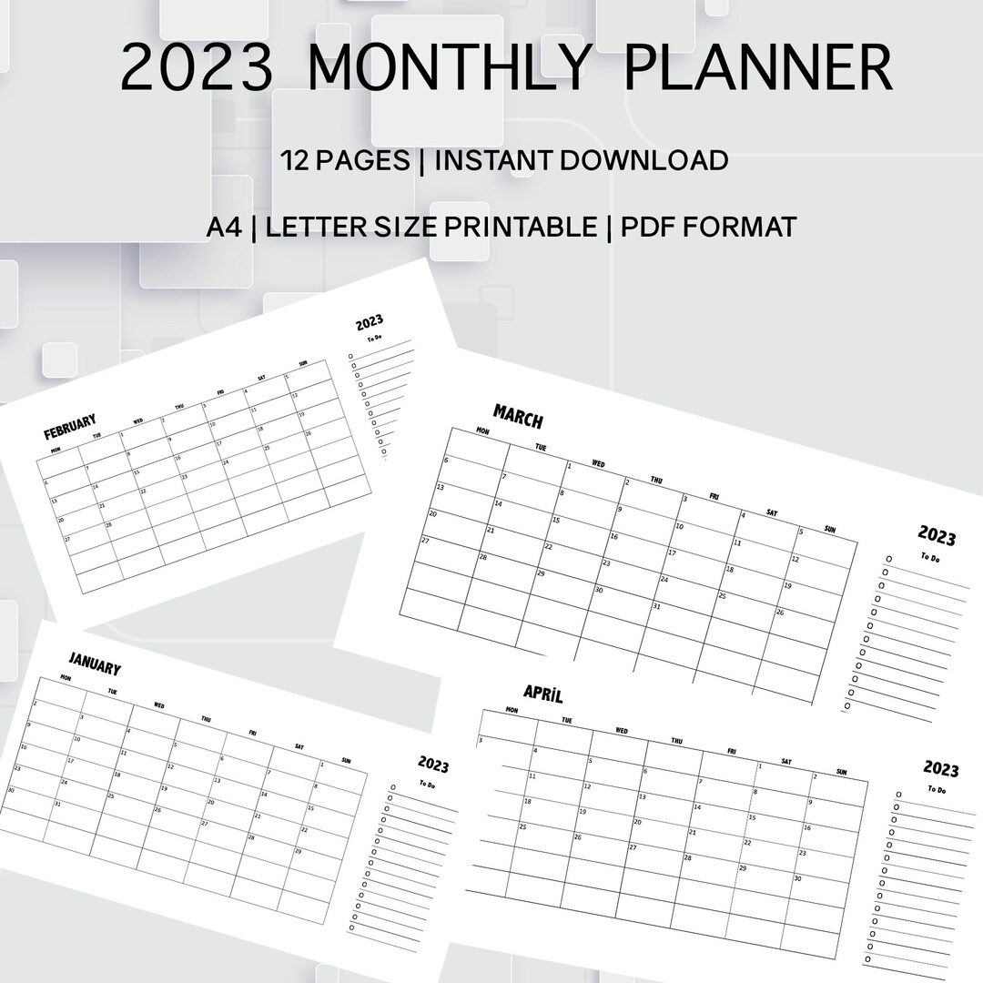 Monthly Planner Printable 2023 2023 Monthly Calendar Etsy