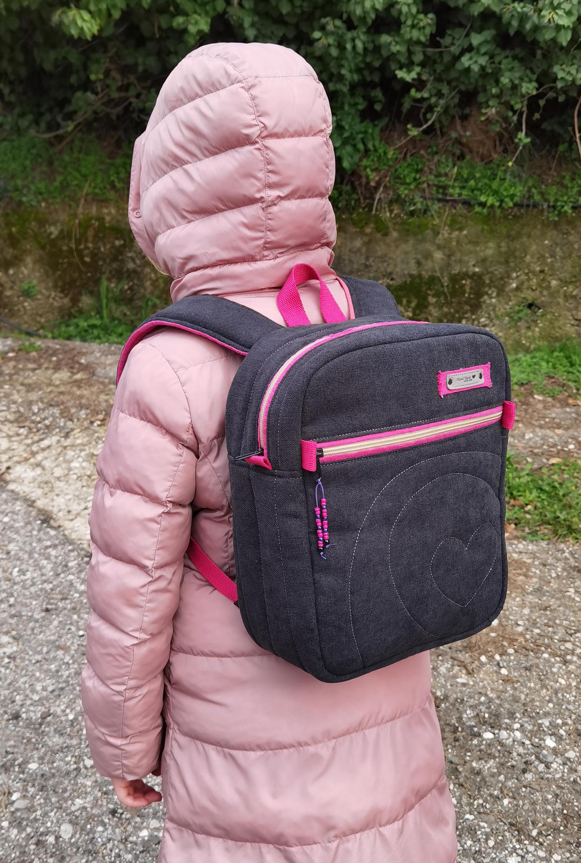 Black And Pink Quilted Backpack Monogram Backpack Hot Pink - Trendy Unisex Luxury Bag with  main image 3