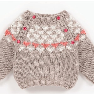 Girl's -  Boys Fair Isle- Button Front Sweater- Jumper - Vintage Knitting Pattern - Aran- Worsted 10 ply- fits 1- 18 months Download PDF