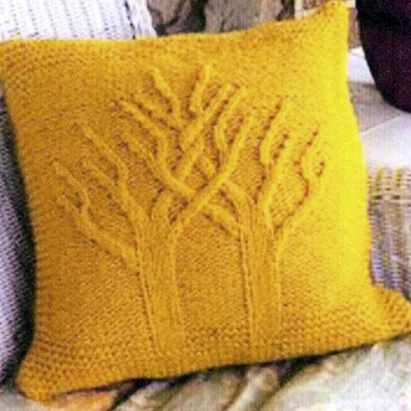Tree of Life Pillow Cushion Cover 14" x 14" & 18" x 18" - Aran and Bulky Chunky 12 Ply (See Description) Knitting Pattern PDF download