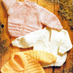 Boy Girl's Patterned or Plain Cardigans & Patterned jacket with collar Chunky Bulky wool  18" - 26" chest, Knitting Patterns Download PDF
