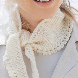Easy Womans Miss Marple Lace Edge Garter stitch Scarf- Knitted in 4 Ply Yarn- Knitting Pattern PDF download