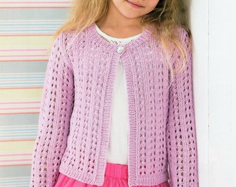 Lacy long sleeved cardigan & Sleeveless Summer cardigan in DK- 8 ply wool- fits chest 16 ~ 26" (0-7 yrs) Knitting pattern Download PDF