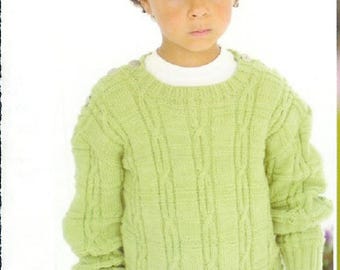 Child's Easy Cable Sweater-Hooded Jacket & hat Blanket Boy- Girl- Knitting Pattern -DK(8 PLY) Instant Download-16-26"  birth to 7 years