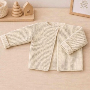 Easy Baby Cardigan Jacket Coat Top Matinee Boy Girl Garter Stitch Sideways Knitting Newborn Knitting Pattern PDF in ENGLISH