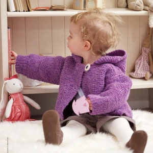 Baby Girl - Boy Pixie Hooded easy Knit Jacket in Aran/10 Ply Yarn  fits 6-18 months- Download PDF Knitting Pattern
