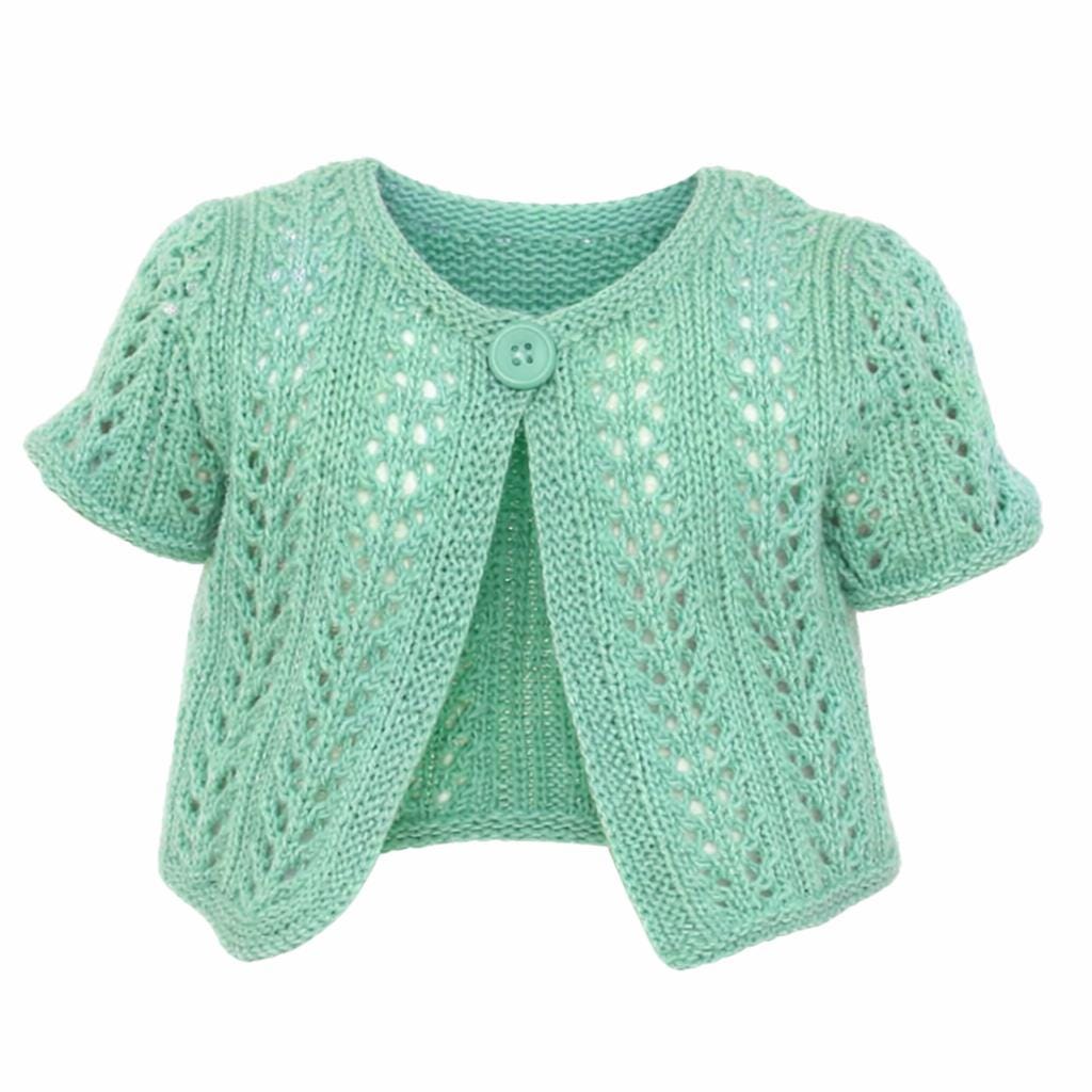 Baby Girl's Eyelet Lacy Garter Stitch Edge Cardigans Long Short Sleeves ...