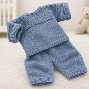 Popular Very Easy baby  Wrap around Jumper & Trousers DK ( 8PLY ) Yarn Fits from Birth up to 9 months- Knitting pattern  Download PDF