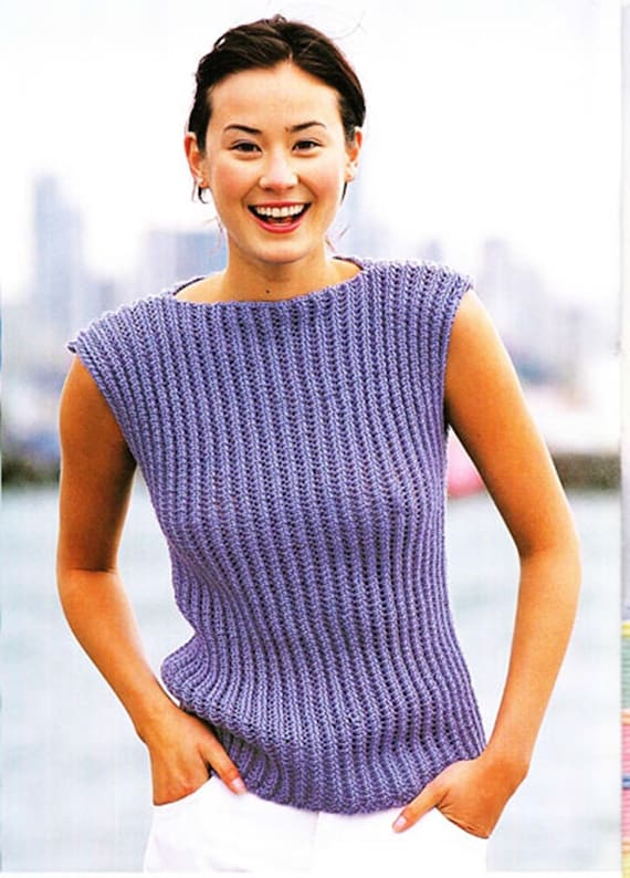 Women's Boat Neck Tabards Sleeveless Sweater Vest- Corded Side in