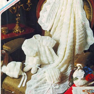Knitting Pattern- Baby Knitted Layette- with Shawl jacket hats 4ply Download PDF Birth- 6 months- English Pattern