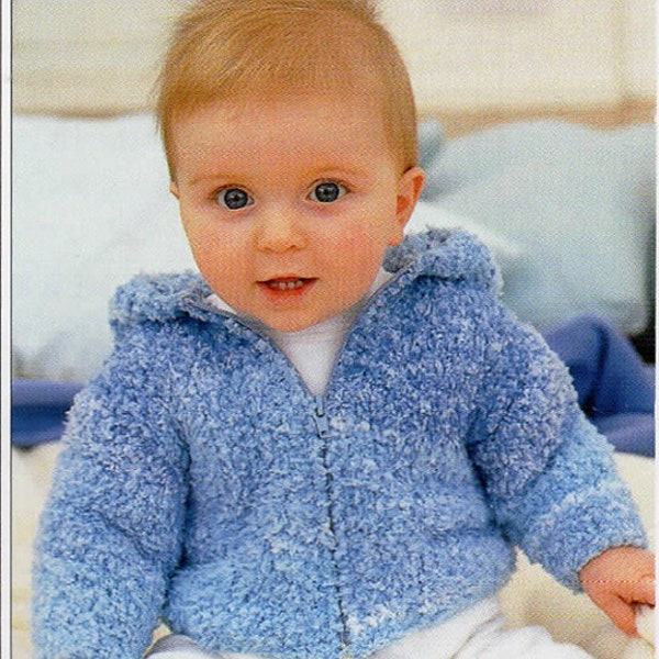 Child's Easy Chunky Hooded Jacket Boy-Girl- Zipped or button versions Knitting Pattern - Chunky (Bulky 12 PLy) Instant Download-16-26" chest
