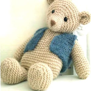 Easy Beginner Garter Stitch Toy Teddy Bear - 14&quot; - Chunky Wool - Knitting Pattern PDF KNITTING Pattern