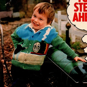 Boys Girls Thomas The Tank Engine Train Cardigan 22"- 26" DK 8Ply Light Worsted Knitting Pattern PDF Instant download
