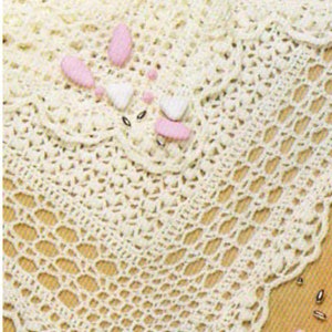 Square Crochet Christening baby shawl, vintage design,  Scallop edge 4Ply Fingering wool Has chart  Crochet pattern Download PDF