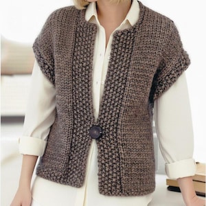 ladies Easy - Super Chunky Waistcoat 32" - 42" Knitting PATTERN 32 to 42 Inch chest PDF Instant download