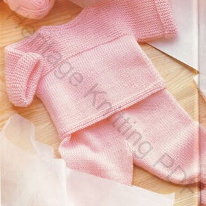 Popular Very Easy baby  Wrap around Jumper & Trousers DK ( 8PLY ) Yarn Fits from Birth up to 9 months- Knitting pattern  Download PDF