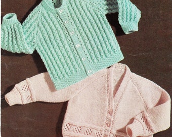 Baby Easy Cardigan- 2 styles to knit in  DK-8 ply fits 12 to 18 months" (22") Download PDF Knitting pattern