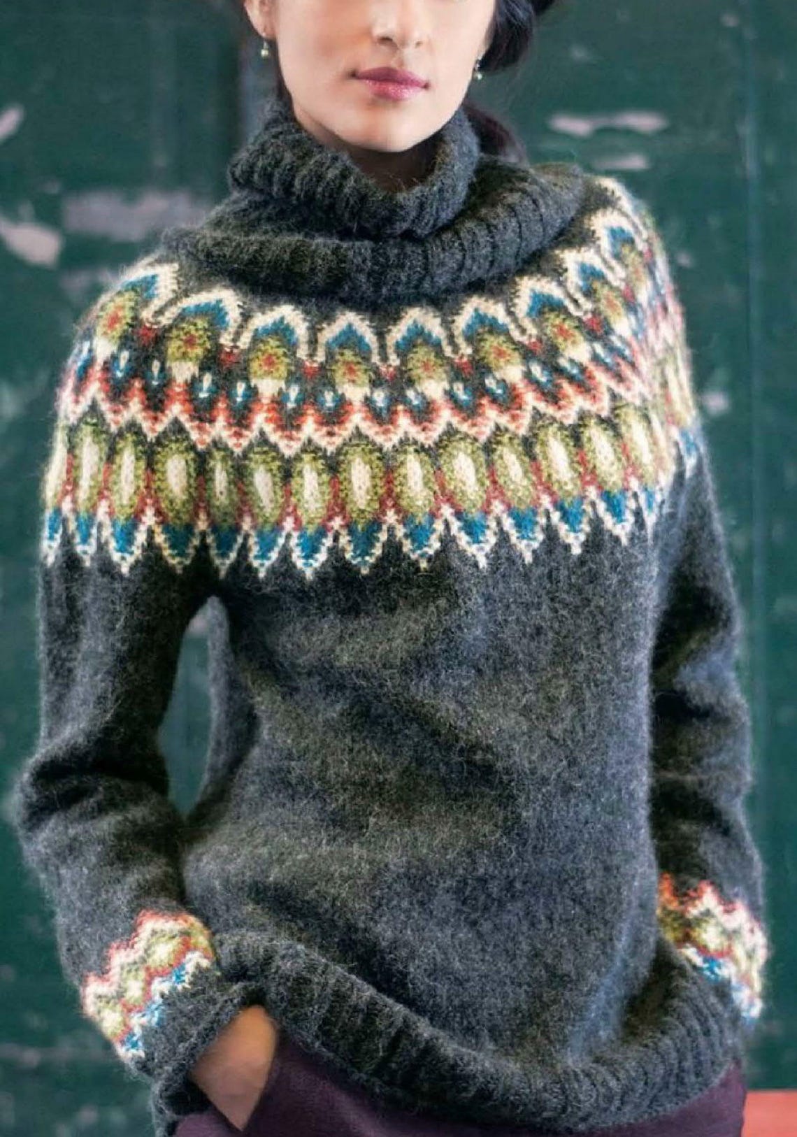 Loose Fit Turtleneck Pullover Icelandic Style Sweater- Knitting Pattern ...