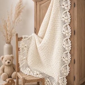 Victorian Lace Afghan Blanket -Vintage Crochet Pattern Worsted Weight 10 ply- Crochet pattern download PDF- English 52" x 83"