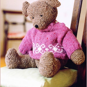 Easy Beginner Garter Stitch Toy Teddy Bear  & Sweater 14&quot;18 to 22 inches - worsted Aran 10 ply Wool - Knitting Pattern PDF KNITTING Pattern