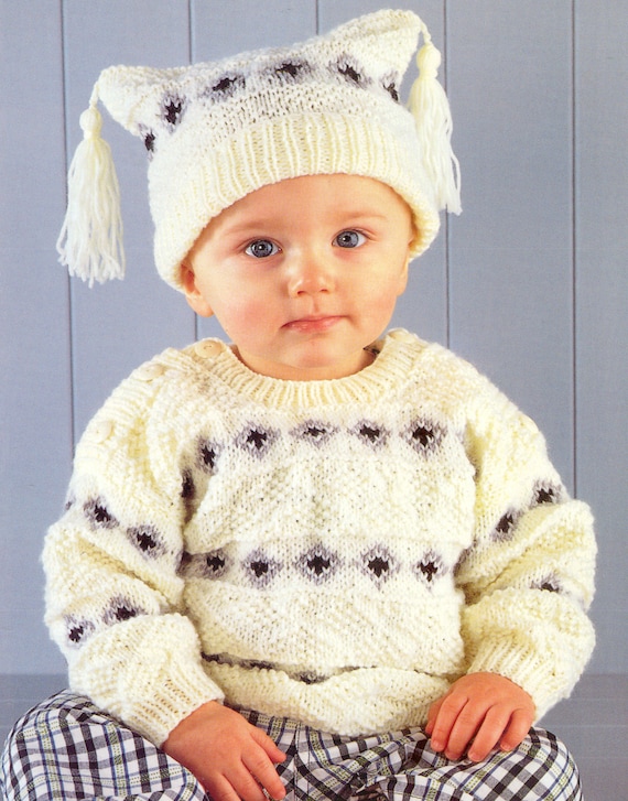 Childs Easy Textured Sweater & Teapot Hat Shoulder Button