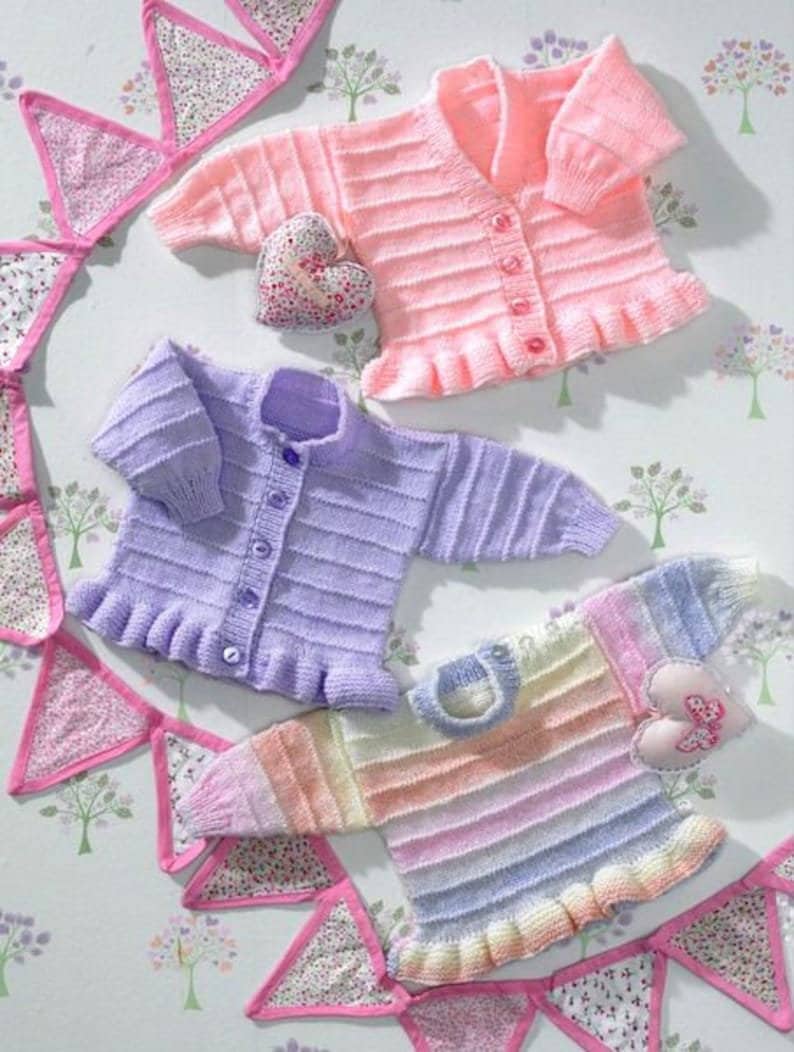 Baby Girl Cardigan Sweater Jumper Round V Neck Frilly Peplum Etsy UK