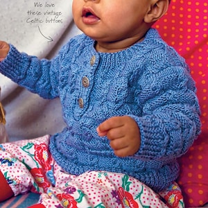 Boy&#39;s Knitted Textured Button front cable textured sweater- Round neck- knitted in DK 8 ply Light worsted wool-Knitting Pattern Download PDF
