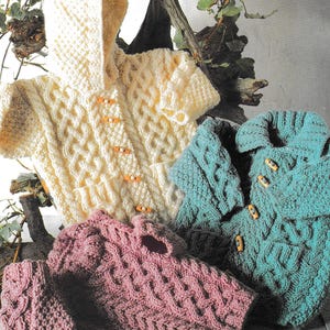 Child&#39;s Cable Cardigan- Sweater & Hooded Duffle Jacket Boy- Girl- Knitting Pattern -Aran(Worsted weight) Instant Download-18-28&quot; chest