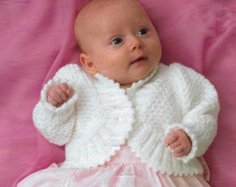 Baby Girl Bolero style Cardigan & Jumper DK ( 8PLY ) Yarn chest Small  14" - 26 ins- Download PDF Knitting Pattern