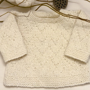 Baby Textured Sweater -Jumper -Knitting Pattern- DK 8 ply Light worsted yarn- Fits  14&quot; -19&quot; (Newborn up to 12 months) PDF- Digital Download