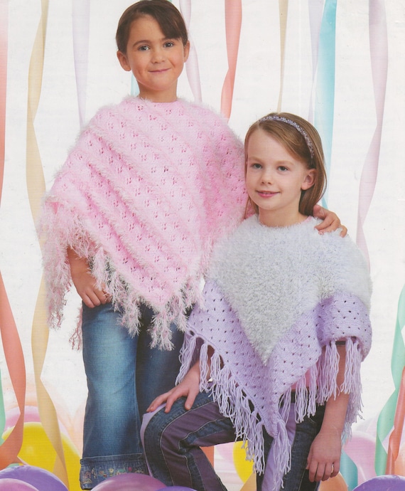 Girls Eyelet Fringed Lace Textured Ponchos Fit 12 Years DK