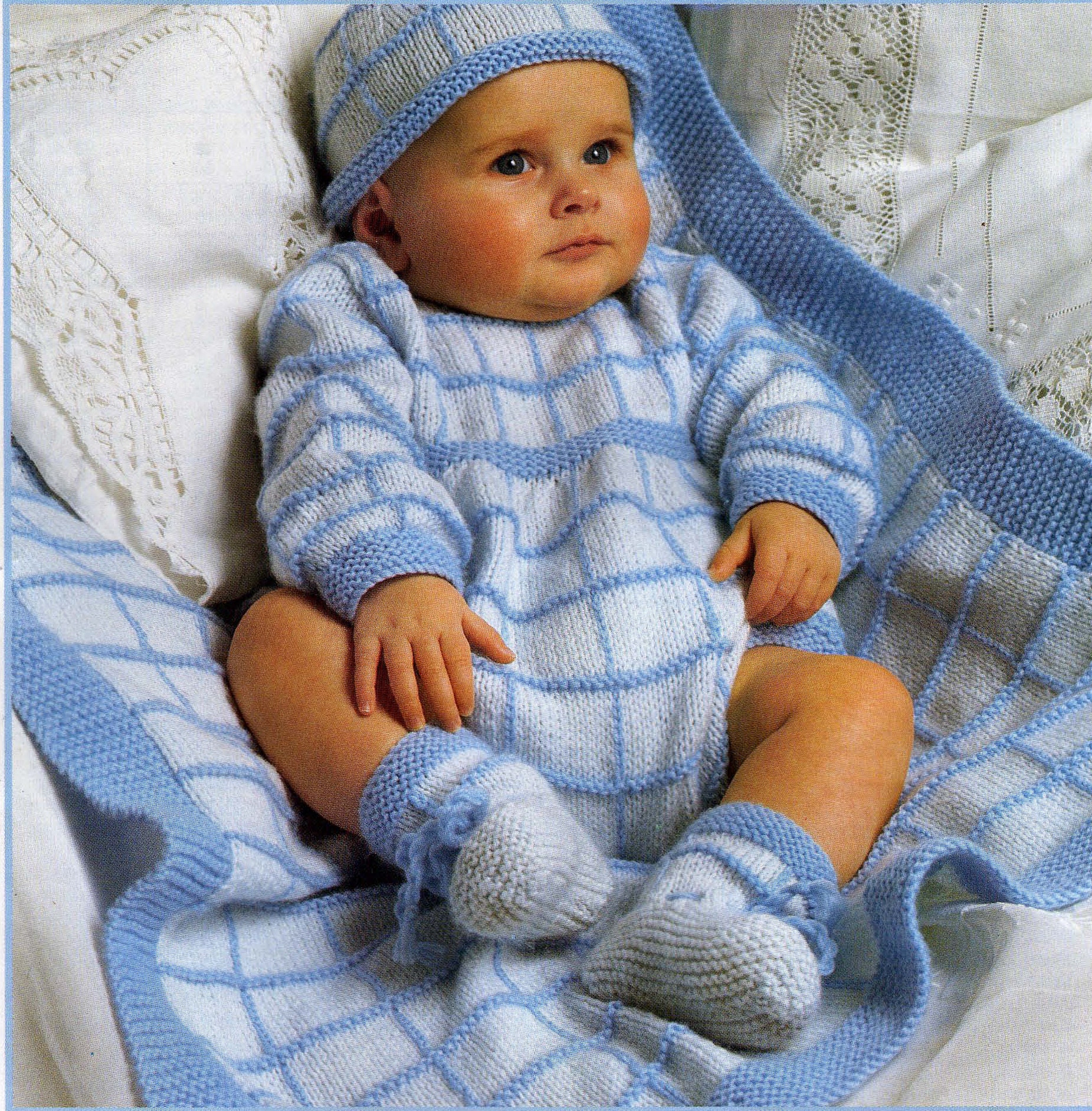 Easy Baby Boy Rompers~bootees~hat & Pram Cover Blanket in DK (8ply ...