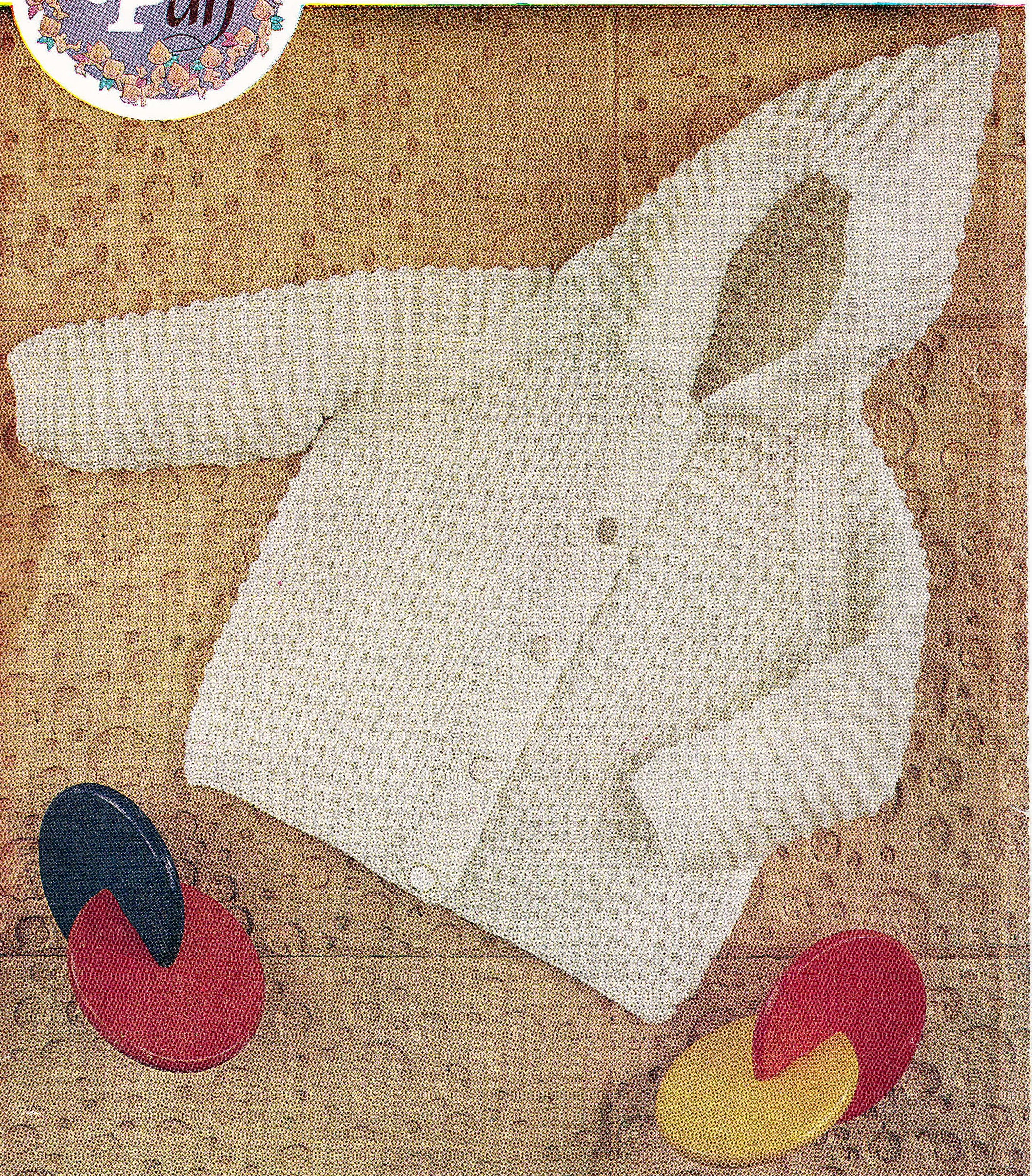 Easy Beginner Baby Hooded Jacket -Boy or Girl- DK-8ply Knitting Pattern 20-22" chest Download PDF