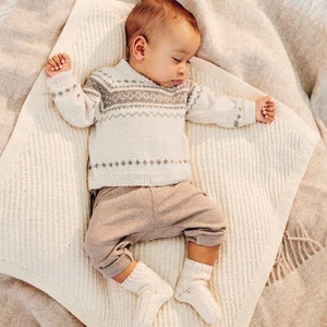 Baby Toddler Fair Isle Yoke sweater Jumper Knitted in DK Merino 8 ply Light worsted yarn, 16&quot; ~ 22&quot; Knitting Pattern download PDF