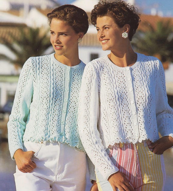 Woman's Lacy Cardigans- Frilled Hem Round Neck- 30