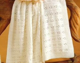Baby Shawl Pram blanket Cot cover crib cover  DK / 8 ply/ Light worsted Knitting Pattern PDF Instant download