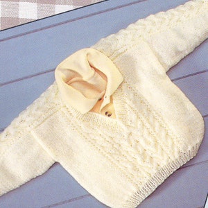 Baby Childrens Toddlers  Roll Neck & V Neck Sweater- Cable pattern  DK 8 Ply Light Worsted wool Fits 16&quot; -28&quot;  Download PDF Knitting Pattern
