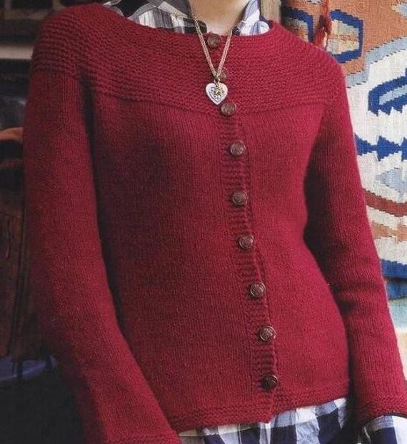 Womens Easy Garter Stitch Yoke Cardigan 34-40