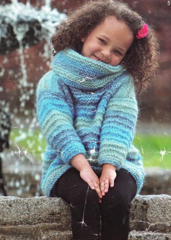 Girl's Easy Chunky Knit Cowl Neck Sweater -jumper-pullover