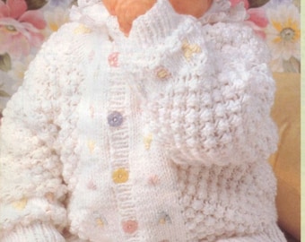 Easy Knit Babies & Toddlers Blackberry Stitch-Cardigan 8ply- DK- light Worsted -Knitting Pattern- PDF- Digital Download 62 - 68 cm