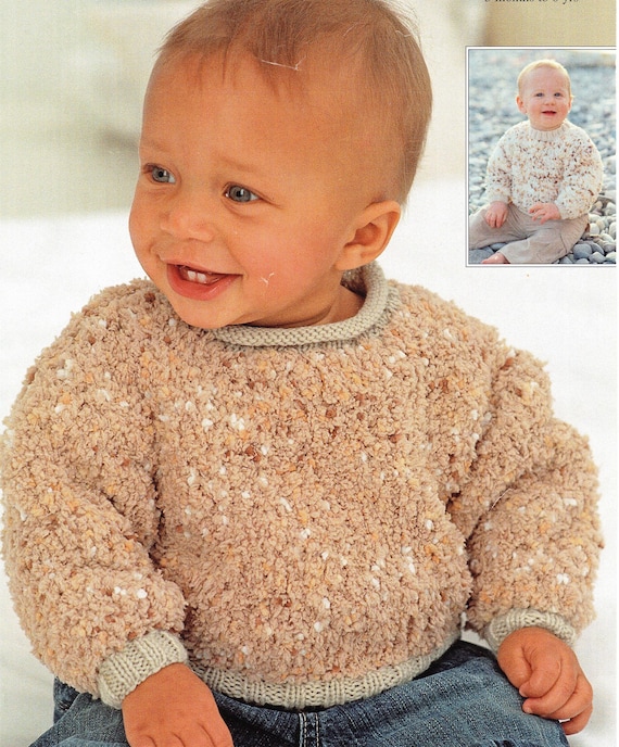 Easy Knit Babies Toddlers Plain Roll Neck- Crew Neck Jumpers