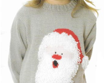 Child's Santa & Xmas tree sweaters Christmas Jumper Boy- Girl- Knitting Pattern -DK 8ply  Download PDF fits 22 -30 chest (2-11yrs)