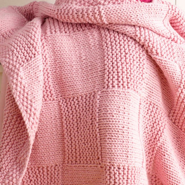 Easy Super Chunky Baby Blanket Seed St & Basket pattern- Knitted in Super Chunky- Super Bulky wool-  30 x 33 " Knitting pattern Download PDF